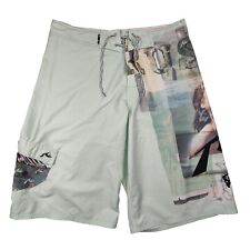 Shorts de prancha enferrujado masculino tamanho W36 verde estampa gráfica logotipo casual praia surf, usado comprar usado  Enviando para Brazil