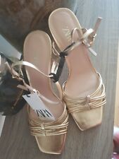 Zara gold sandals for sale  SWINDON