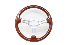 14 Inch 350mm Chrome Polished Steering Wheel Dark Wood 3-Spoke (Blemished) for sale  Shipping to South Africa