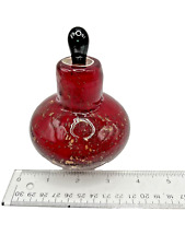 Frasco de perfume vintage cintilante vermelho rubi vidro soprado à mão com rolha preta comprar usado  Enviando para Brazil