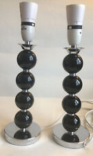 MAISON Pair Retro heavy black Glass & chrome Ball Bobbin Bubble Bed table lamps for sale  Shipping to South Africa