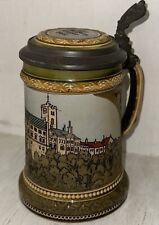 #2277 Mettlach German Stein Martin Luther Wartburg Castle, used for sale  Shipping to South Africa