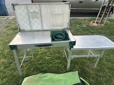 Vintage COLEMAN Camping Kitchen Outdoor Portable Folding Game Table Sink & Case, used for sale  Shipping to South Africa