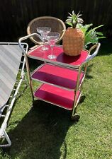 Used, Vintage Retro RED trolley Drink Cocktail Gin Bar Cart Removable Top Tray BBQ for sale  Shipping to South Africa