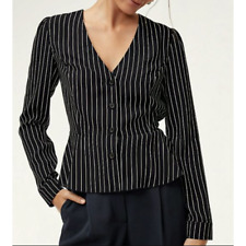 Aritzia Wilfred Navy Blue White Sabina Pinstripe Peplum Top Blouse Women's 8 for sale  Shipping to South Africa