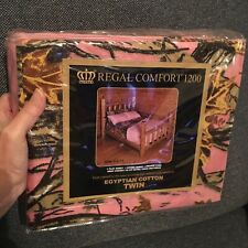 Used, Regal Comfort 1200 The Woods Egyptian Cotton Twin Sheet Set Pink Wood Camouflage for sale  Wesley Chapel