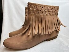 NEW LaTigo Ankle Boots Western Fringe Women’s 9 M  Brown Leather Booties Pointed for sale  Shipping to South Africa