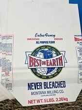 6 VTG “Best On Earth” 5 Lb Paper Flour Bags By Montana Milling Co/Cleveland OH, used for sale  Shipping to South Africa