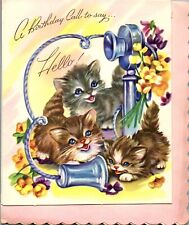 Cartão comemorativo de Natal vintage aniversário chamada telefônica gatinho gato espera gatinho, usado comprar usado  Enviando para Brazil