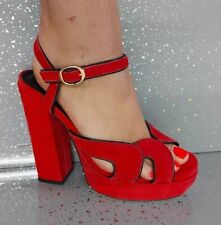 Topshop Ladies Shoes Size 7 Red Chunky Platform Heels for sale  Shipping to South Africa