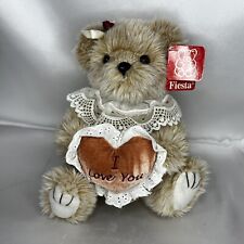 Fiesta Bear Peluche Corazón Te Amo Peluche Animal Articulado Bronceado Pequeño Cuello de Encaje segunda mano  Embacar hacia Argentina