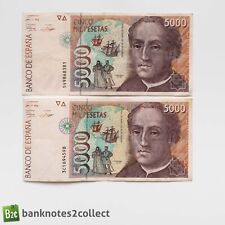 ESPAÑA: 2 x 5.000 billetes de peseta española. segunda mano  Embacar hacia Mexico