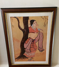 Indian Art/Indian Lady Original Print in Brown Frame with Gold and White Mount. , used for sale  Shipping to South Africa