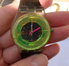 RARE Vintage Swatch Swiss Watch Wristwatch Florescent Green 5495-P Skeleton LOOK, used for sale  Shipping to South Africa