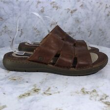 Born Weiser Men's Size 11M Shoes Brown Leather Slides Comfort Casual Sandals for sale  Shipping to South Africa