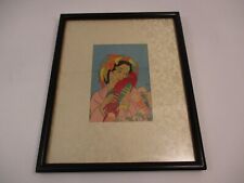 Vintage Original Paul Jacoulet Woodblock Print Chagrins d'Amour Heartache Parrot for sale  Shipping to South Africa