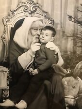 Vintage French Singular Black and White Photograph Visit to Creepy Santa 1959 for sale  Shipping to South Africa