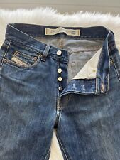 Diesel Industry Jeans Blue Mens 27x34 Button Fly Dark Wash Distressed Denim for sale  Shipping to South Africa