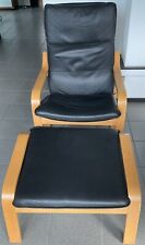 Ikea Sessel Poäng mit Hocker in Leder Schwarz gebraucht kaufen  Ratingen-Hösel