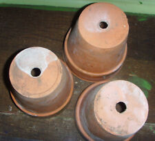 Vintage old garden flower pots clay terracotta plant pots x3 rimmed 10 by 10 cms, used for sale  SUDBURY