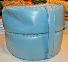 Used, RARE Vintage Blue Faux Leather Vinyl Pouffe Pouf Foot Stool Rest Ottoman Hassock for sale  Shipping to South Africa
