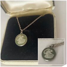 Vintage Jewellery Sterling Silver Wedgwood Green Cupid Pendant Necklace for sale  HASTINGS