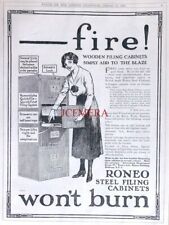 Used, RONEO Steel Office Filing Cabinets (Won't Burn) ADVERT #2 : Antique 1921 Print for sale  Shipping to South Africa