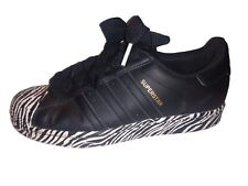 Adidas Superstar Zebra Estampado Cuero Zapatos Negro Blanco FV3448 Mujer Talla 8.5 LEER, usado segunda mano  Embacar hacia Argentina