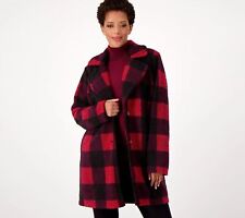 Joan Rivers Classics Collection Petite Buffalo Check Sherpa Jacket Brick XL New for sale  Shipping to South Africa