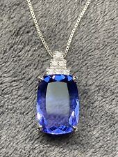 Tanzanite Pendant Necklace 18" with Extension Rhodium Over Sterling Silver for sale  Shipping to South Africa