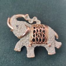 Broche vintage dourado e prata tom elefante com cobertor pedra olho 3" comprar usado  Enviando para Brazil