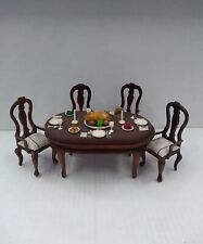 Vtg Dollhouse Miniature Table And Chairs Dining Set With A Holiday Meal Setting  for sale  Shipping to South Africa