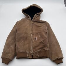 Chaqueta acolchada con capucha de lona marrón vintage Y2K juvenil Carhartt YYJ130 BRN pequeña segunda mano  Embacar hacia Mexico