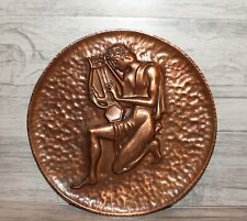 Vintage copper wall hanging plate man playing on lyre Orpheus, used for sale  Shipping to South Africa