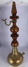 Vintage Enamel Painted Etched Brass and Wood Hookah Gorgeous! for sale  Shipping to South Africa