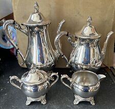 Vintage Silver Plate 4 Piece Tea Service, Set Teapot Coffee Milk Jug, Sugar Bowl for sale  Shipping to South Africa