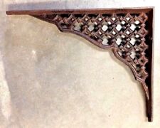 SET OF 4 LARGE LATTICE SHELF BRACKET BRACE Rustic Antique Brown Cast Iron for sale  Shipping to Ireland