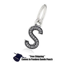 Authentic Pandora Sterling Silver Dangle Charm 791331CZ Hanging Letter "S", used for sale  Tampa