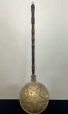 Antique Brass Copper Bed Warmer Pierced Star Lid Wood Handle , used for sale  Shipping to South Africa