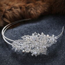 10x6cm Flor De Grande Cristal Pérola Casamento Rainha Do Baile Lado Tiara Headband, usado comprar usado  Enviando para Brazil
