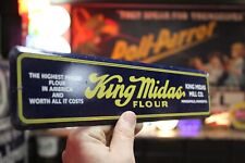 RARE 1950s KING MIDAS FLOUR STAMPED PAINTED METAL SIGN DEALER GENERAL STORE CAKE for sale  Shipping to South Africa