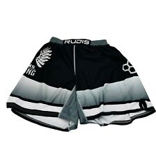 RUDIS Wrestling Shorts MMA Boxing 8" Inseam Elastic Waist Mens Sz M Black Gray for sale  Shipping to South Africa