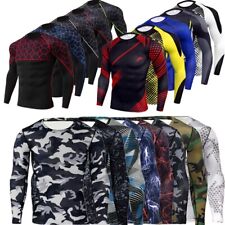 Used, Men Compression T-shirt Long Sleeve Rash Guard Top Sports Swim Quick Dry Shirts for sale  Shipping to South Africa