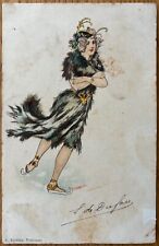 Usado, CPA 1903: ART NOUVEAU. Femme en fourrures et patins à glace. Tardieu, Toulouse comprar usado  Enviando para Brazil