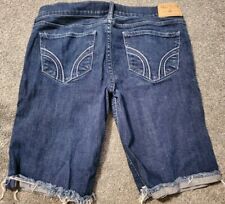 Bermuda jeans Hollister destruída escura desbotada algemada elástica azul tamanho 5 comprar usado  Enviando para Brazil