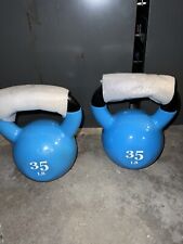 (2) Conjunto de pares de kettlebell 35 lb pesos manuais 70 libras total revestido de borracha comprar usado  Enviando para Brazil