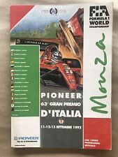 Programa Fórmula 1 Grande Prêmio de F1 Itália Monza 1992 programa oficial da FIA comprar usado  Enviando para Brazil