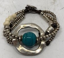 uno de 50 pulseira de milho marrom tom prata vidro pedra turquesa 7,5”, usado comprar usado  Enviando para Brazil