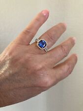 2.25CT Cushion Cut Tanzanite/White Diamond Ring 14K Yellow Gold Size 7 for sale  Shipping to South Africa