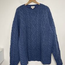 J Crew Sweater Large Tall Blue Wool Hand Knit Fisherman Thick Mens LT for sale  Shipping to South Africa